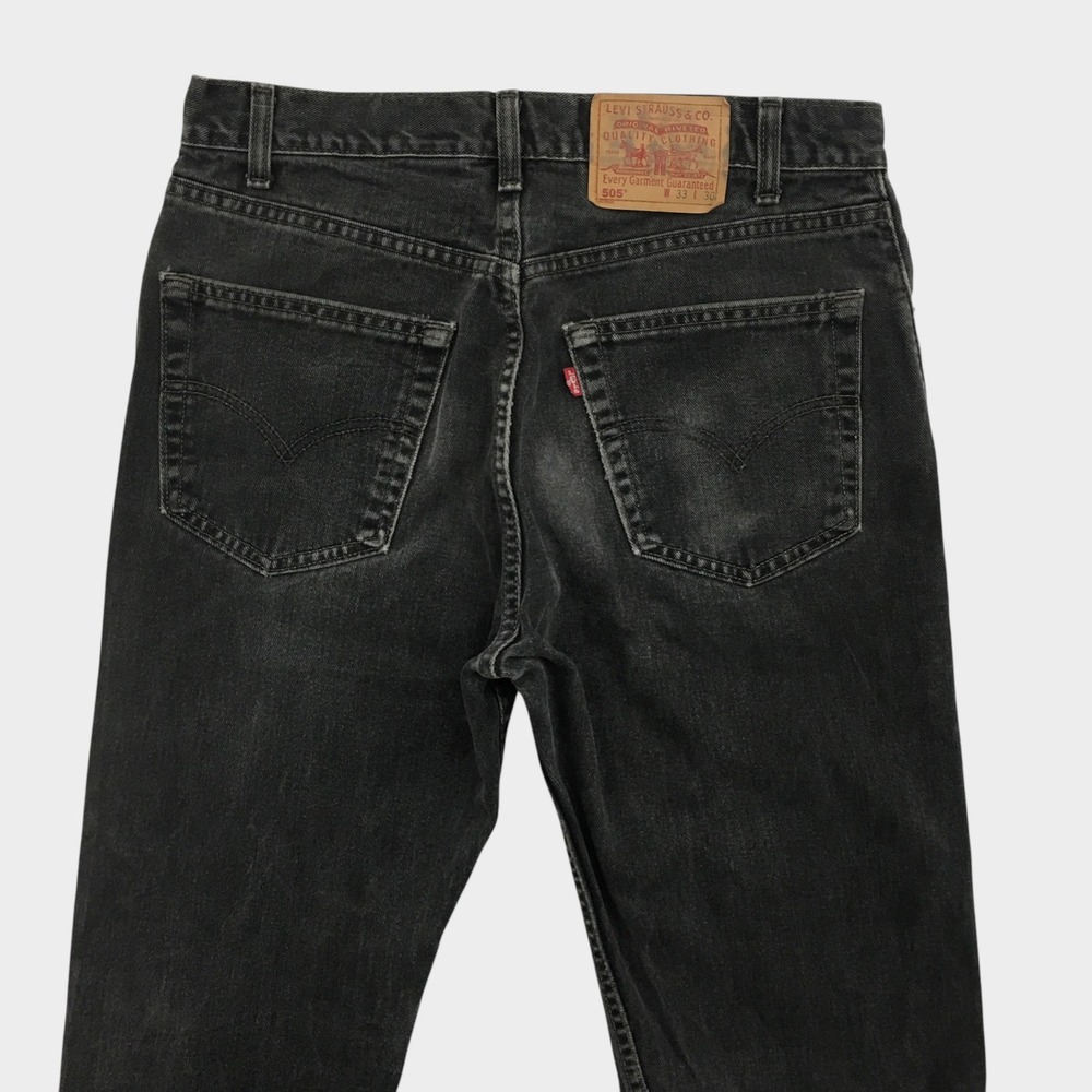 VINTAGE Levis Y2K 505 Regular Jeans Mens Actual 32x29 Black Denim Straight Pants